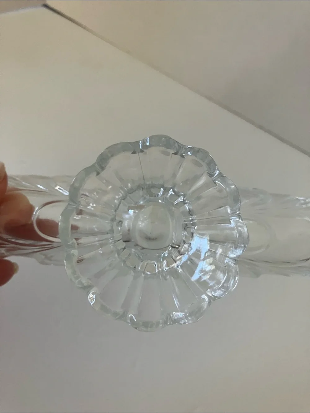 Clear Glass Pedestal Fruit Bowl - Decorative Centerpiece